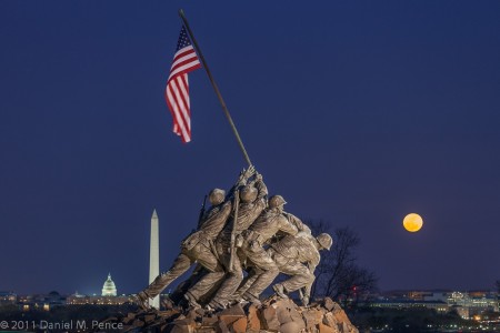 Moonrise at Iwo Jima Monument